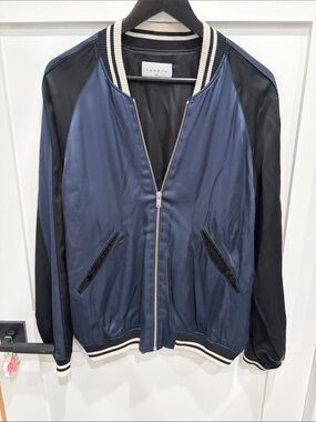 Sandro Blue and Black Men's Bomber Jacket